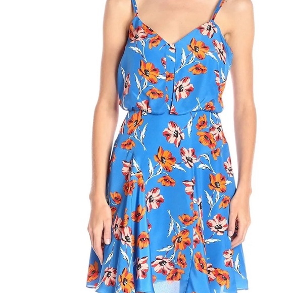 Cece by Cynthia Steffe ~ Blue Lotus Floral Blouson Flare Party Dress 4 NEW $148 - Picture 2 of 6